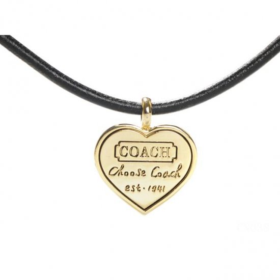 Coach Heart Logo Black Necklaces CXQ - Click Image to Close